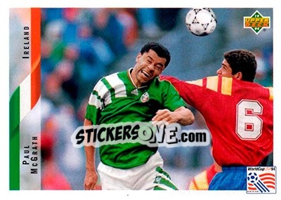 Sticker Paul McGrath - World Cup USA 1994. Contenders English/Spanish - Upper Deck
