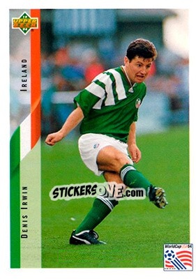 Sticker Denis Irwin - World Cup USA 1994. Contenders English/Spanish - Upper Deck