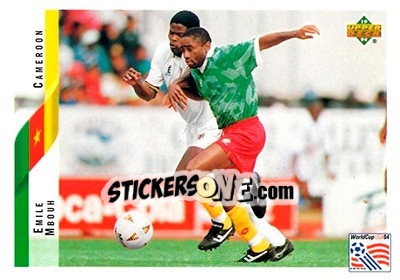 Sticker Emile M'Bouh - World Cup USA 1994. Contenders English/Spanish - Upper Deck
