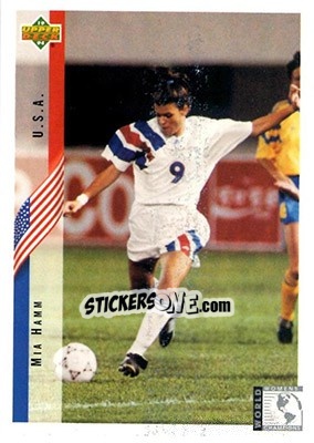 Sticker Mia Hamm - World Cup USA 1994. Contenders English/Spanish - Upper Deck