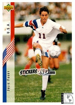 Sticker Julie Foudy - World Cup USA 1994. Contenders English/Spanish - Upper Deck