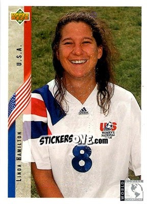 Sticker Linda Hamliton - World Cup USA 1994. Contenders English/Spanish - Upper Deck