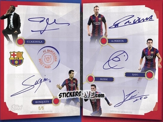 Sticker Lionel Messi / Xavi / Andres Iniesta / Sergio Busquets / Pep Guardiola - FC Barcelona 125th Anniversary
 n. TK-BC - Topps