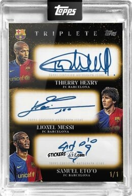 Sticker Lionel Messi / Thierry Henry / Samuel Eto'O - Fc Barcelona Triplete 2008/09
 n. 16 - Topps