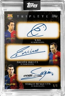 Sticker Xavi / Andres Iniesta / Sergio Busquets - Fc Barcelona Triplete 2008/09
 n. 17 - Topps