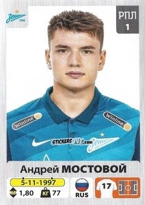 Sticker Андрей Мостовой - Russian Premier League 2020-2021 n. 54 - Panini