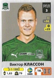 Figurina Виктор Классон / Viktor Claesson - Russian Premier League 2020-2021 n. 91 - Panini
