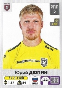Cromo Юрий Дюпин - Russian Premier League 2020-2021 n. 212 - Panini