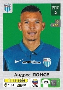 Figurina Андрес Понсе / Andrés Ponce - Russian Premier League 2020-2021 n. 321 - Panini