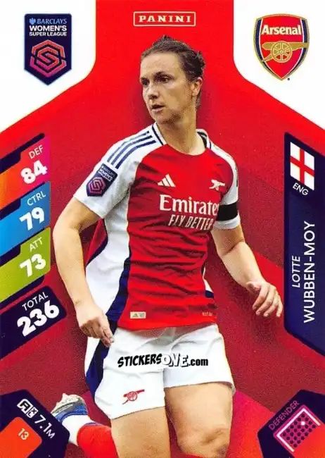 Figurina Lotte Wubben-Moy - Barclays Women’s Super League 2025. Adrenalyn XL
 n. 13 - Panini