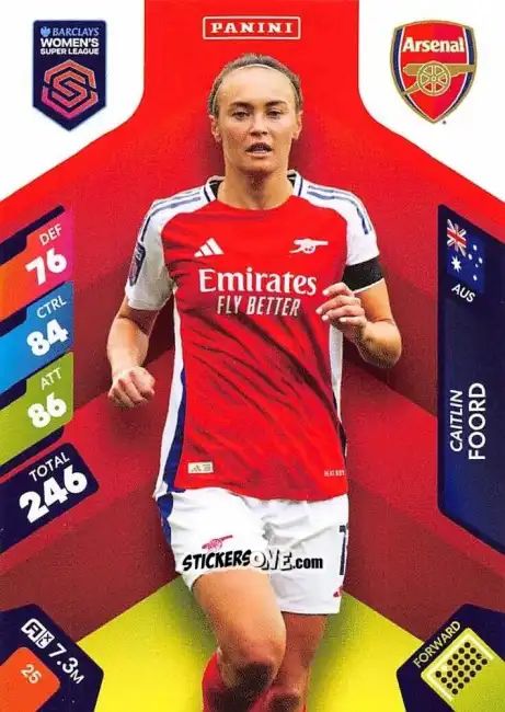 Sticker Caitlin Foord - Barclays Women’s Super League 2025. Adrenalyn XL
 n. 25 - Panini