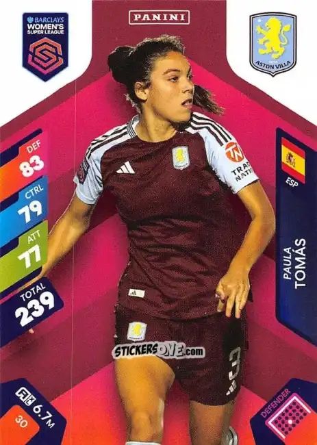 Sticker Paula Tomás - Barclays Women’s Super League 2025. Adrenalyn XL
 n. 30 - Panini