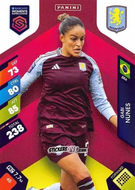 Sticker Gabi Nunes - Barclays Women’s Super League 2025. Adrenalyn XL
 n. 45 - Panini