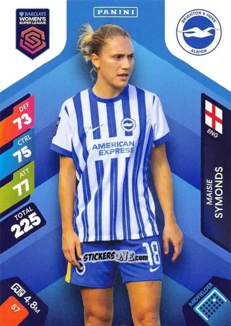 Sticker Maisie Symonds - Barclays Women’s Super League 2025. Adrenalyn XL
 n. 57 - Panini