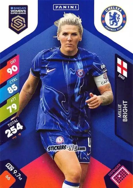 Sticker Millie Bright - Barclays Women’s Super League 2025. Adrenalyn XL
 n. 66 - Panini