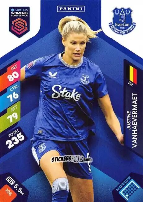 Sticker Justine Vanhaevermaet - Barclays Women’s Super League 2025. Adrenalyn XL
 n. 108 - Panini