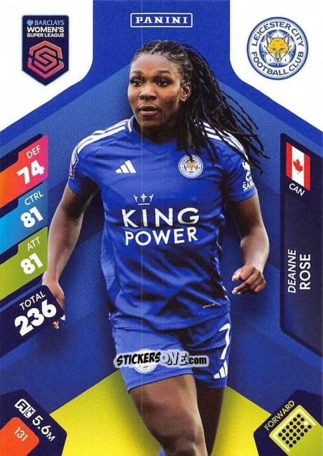 Sticker Deanne Rose - Barclays Women’s Super League 2025. Adrenalyn XL
 n. 131 - Panini