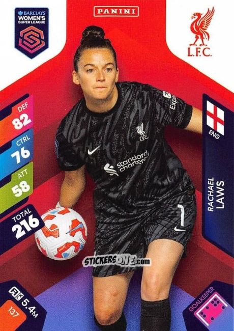 Cromo Rachael Laws - Barclays Women’s Super League 2025. Adrenalyn XL
 n. 137 - Panini