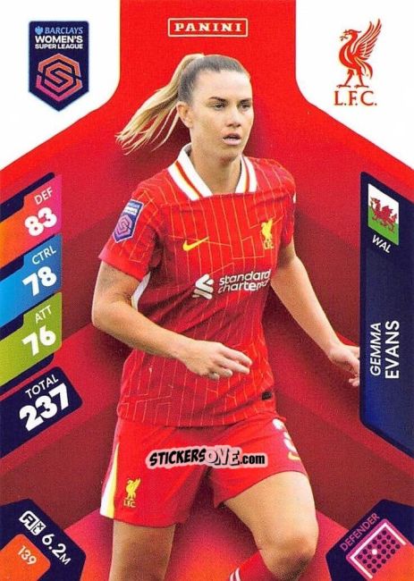 Sticker Gemma Evans - Barclays Women’s Super League 2025. Adrenalyn XL
 n. 139 - Panini