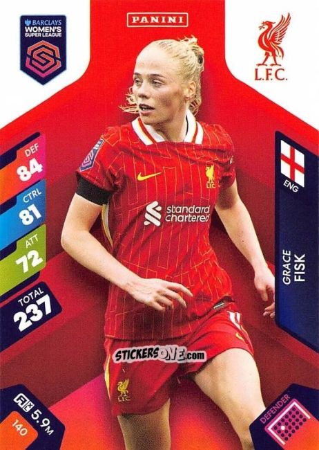 Figurina Grace Fisk - Barclays Women’s Super League 2025. Adrenalyn XL
 n. 140 - Panini