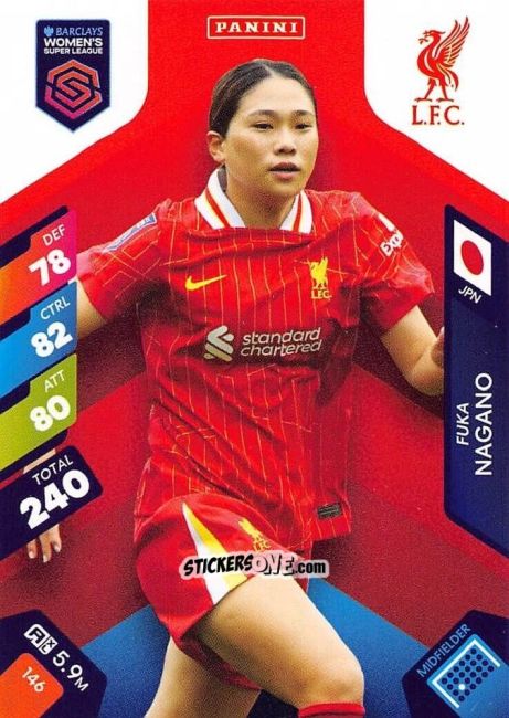 Sticker Fūka Nagano - Barclays Women’s Super League 2025. Adrenalyn XL
 n. 146 - Panini
