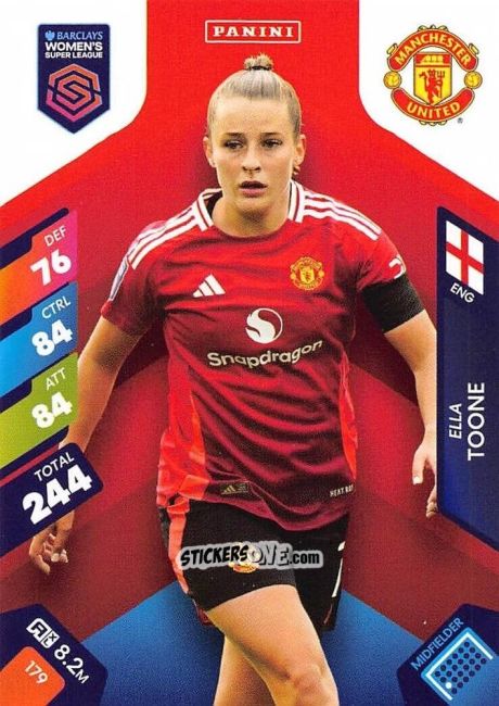 Figurina Ella Toone - Barclays Women’s Super League 2025. Adrenalyn XL
 n. 179 - Panini