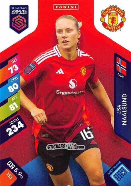 Cromo Lisa Naalsund - Barclays Women’s Super League 2025. Adrenalyn XL
 n. 183 - Panini