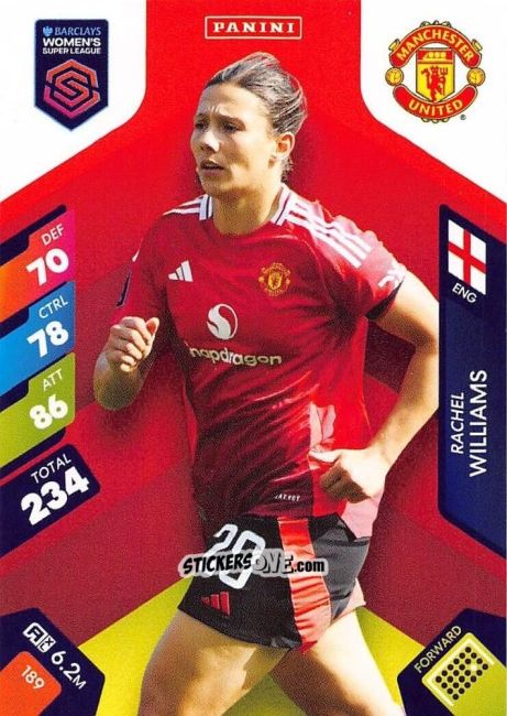 Figurina Rachel Williams - Barclays Women’s Super League 2025. Adrenalyn XL
 n. 189 - Panini