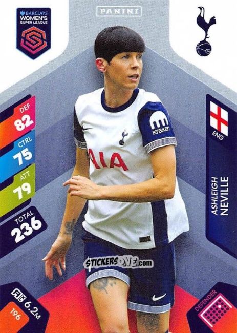 Figurina Ashleigh Neville - Barclays Women’s Super League 2025. Adrenalyn XL
 n. 196 - Panini