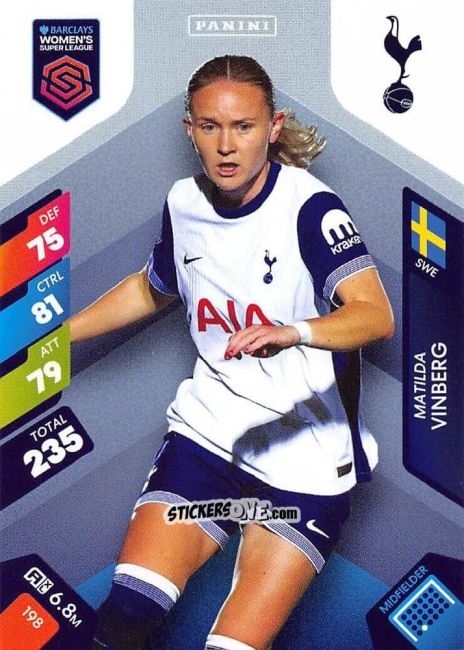 Cromo Matilda Vinberg - Barclays Women’s Super League 2025. Adrenalyn XL
 n. 198 - Panini