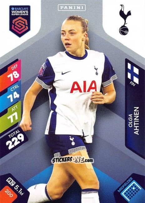 Cromo Olga Ahtinen - Barclays Women’s Super League 2025. Adrenalyn XL
 n. 200 - Panini