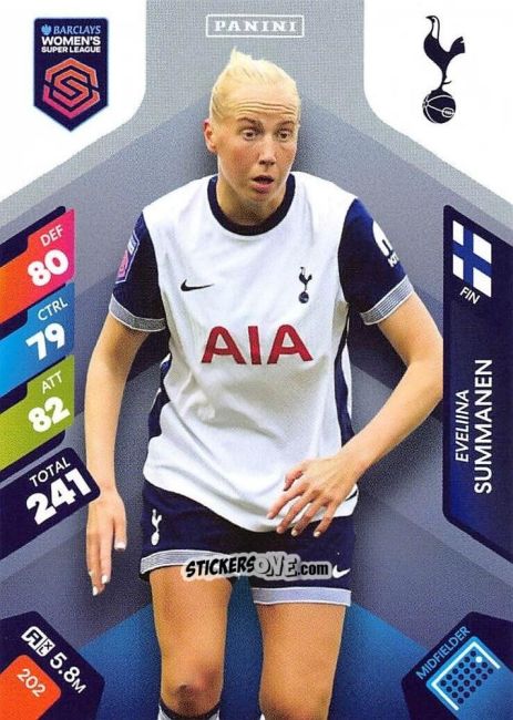 Sticker Eveliina Summanen - Barclays Women’s Super League 2025. Adrenalyn XL
 n. 202 - Panini