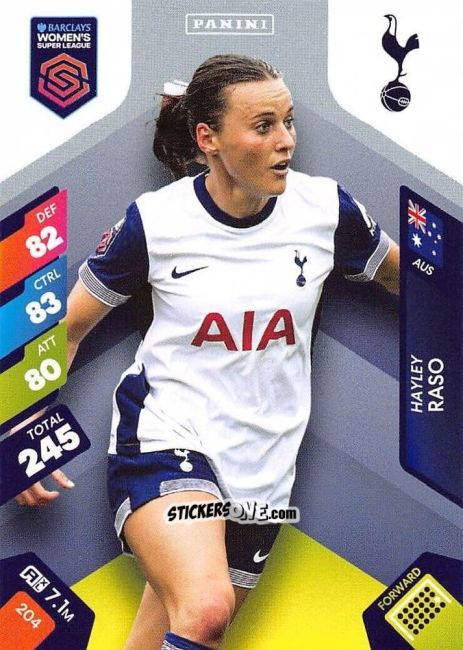 Sticker Hayley Raso - Barclays Women’s Super League 2025. Adrenalyn XL
 n. 204 - Panini