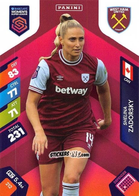 Cromo Shelina Zadorsky - Barclays Women’s Super League 2025. Adrenalyn XL
 n. 212 - Panini