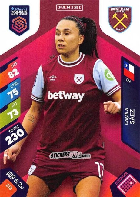 Cromo Camila Sáez - Barclays Women’s Super League 2025. Adrenalyn XL
 n. 213 - Panini