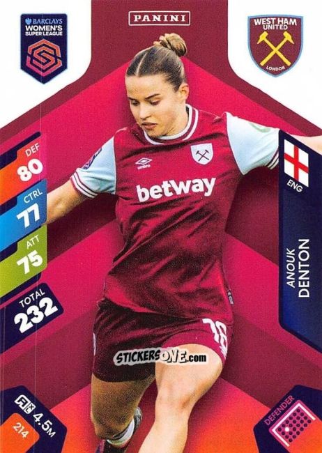 Cromo Anouk Denton - Barclays Women’s Super League 2025. Adrenalyn XL
 n. 214 - Panini