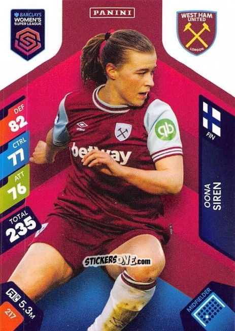 Figurina Oona Siren - Barclays Women’s Super League 2025. Adrenalyn XL
 n. 217 - Panini