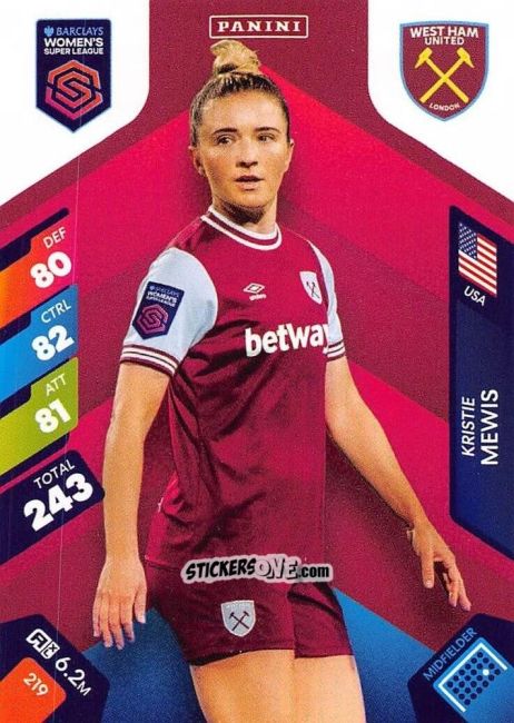 Cromo Kristie Mewis - Barclays Women’s Super League 2025. Adrenalyn XL
 n. 219 - Panini