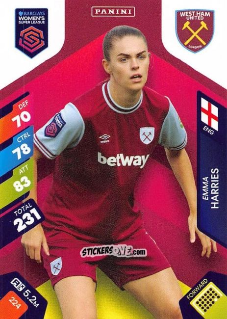 Cromo Emma Harries - Barclays Women’s Super League 2025. Adrenalyn XL
 n. 224 - Panini