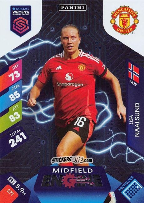 Cromo Lisa Naalsund - Barclays Women’s Super League 2025. Adrenalyn XL
 n. 271 - Panini