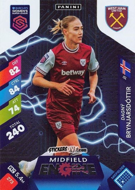Sticker Dagný Brynjarsdóttir - Barclays Women’s Super League 2025. Adrenalyn XL
 n. 273 - Panini