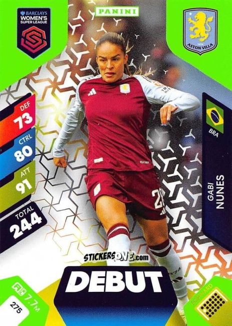 Sticker Gabi Nunes - Barclays Women’s Super League 2025. Adrenalyn XL
 n. 275 - Panini