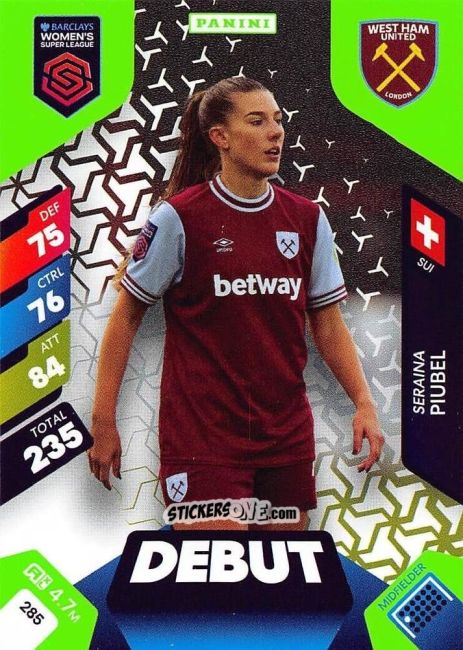 Figurina Seraina Piubel - Barclays Women’s Super League 2025. Adrenalyn XL
 n. 285 - Panini