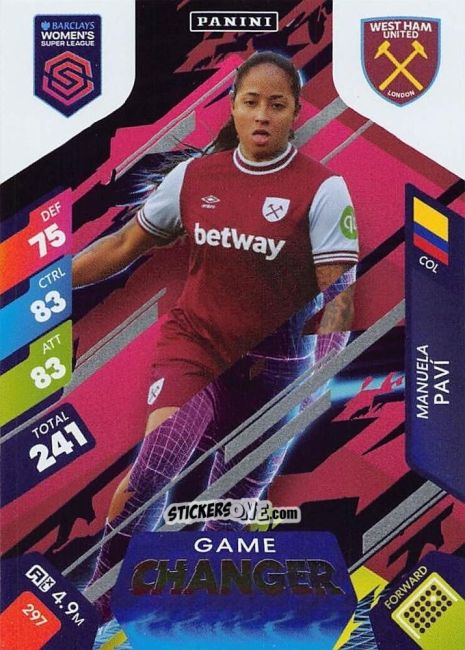 Cromo Manuela Paví - Barclays Women’s Super League 2025. Adrenalyn XL
 n. 297 - Panini
