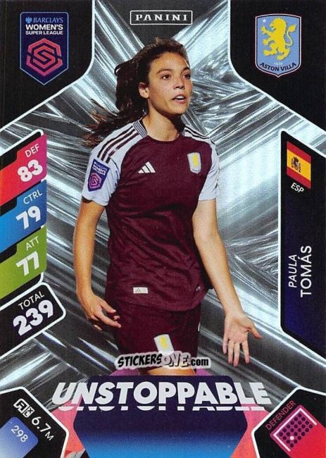 Figurina Paula Tomás - Barclays Women’s Super League 2025. Adrenalyn XL
 n. 298 - Panini