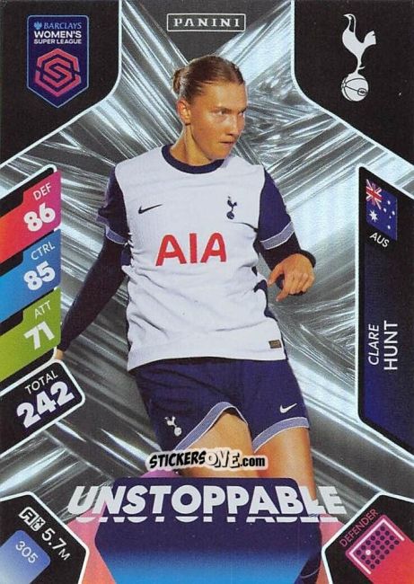 Cromo Clare Hunt - Barclays Women’s Super League 2025. Adrenalyn XL
 n. 305 - Panini