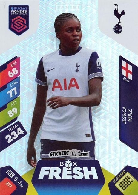 Sticker Jessica Naz - Barclays Women’s Super League 2025. Adrenalyn XL
 n. 317 - Panini