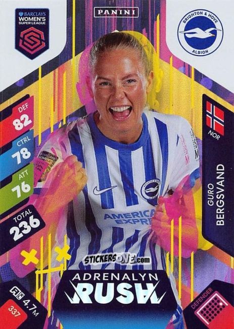 Sticker Guro Bergsvand - Barclays Women’s Super League 2025. Adrenalyn XL
 n. 337 - Panini