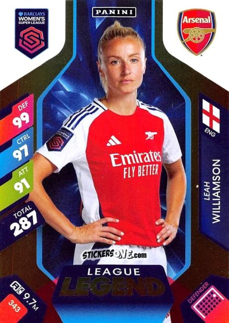 Sticker Leah Williamson - Barclays Women’s Super League 2025. Adrenalyn XL
 n. 343 - Panini