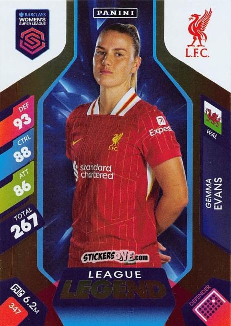 Sticker Gemma Evans - Barclays Women’s Super League 2025. Adrenalyn XL
 n. 347 - Panini